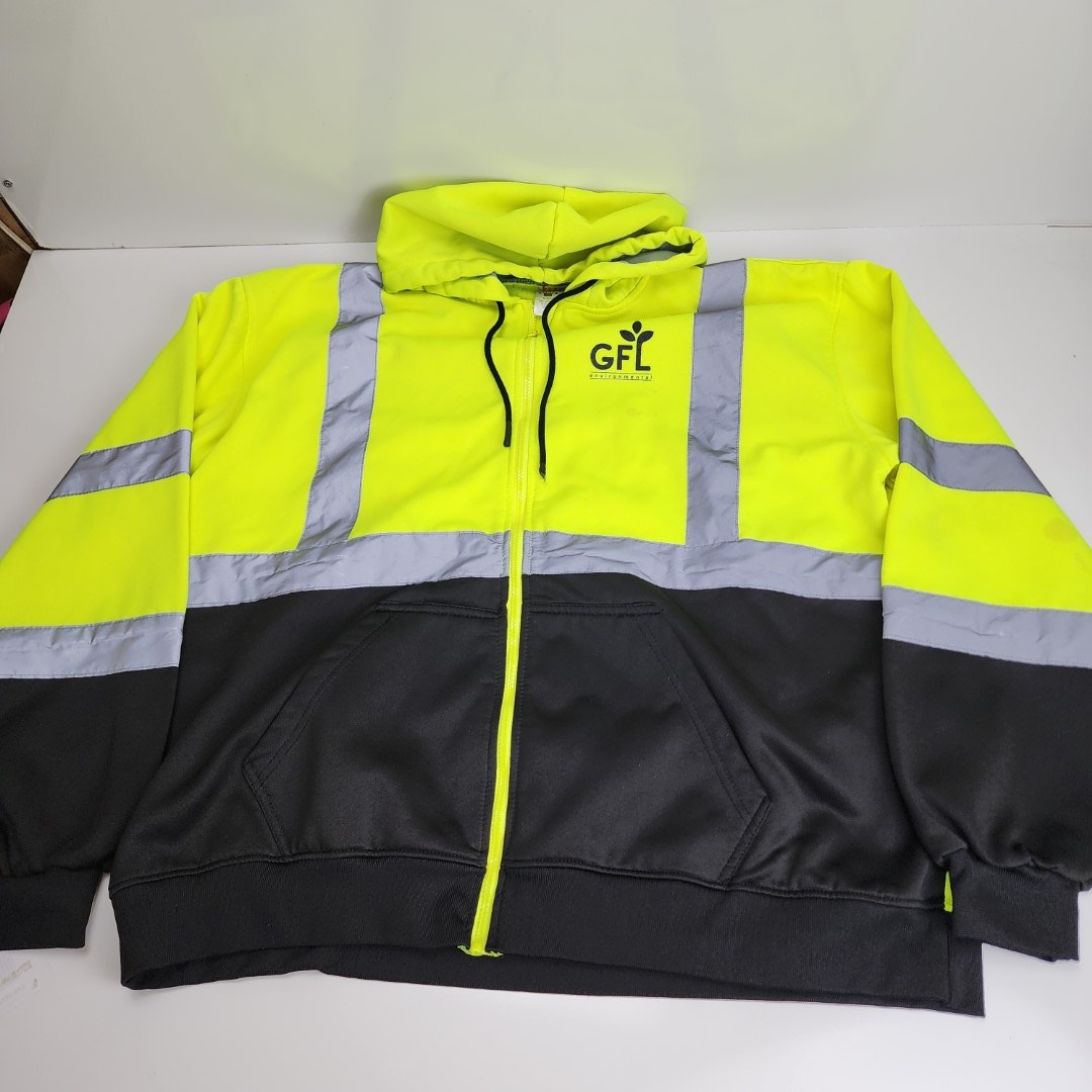 Safety Brite Utility Pro Reflective Gfl Hi-Vis Fleece Safety Zip Up Hoodie